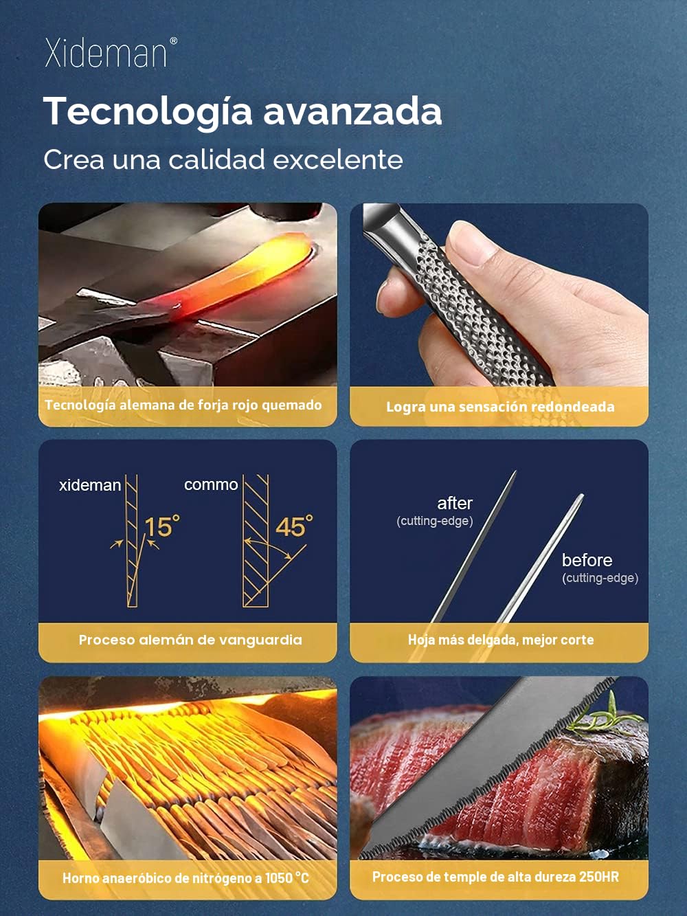 Juego de cubiertos martillados Negros modernos de 24 piezas con cuchillo dentado 2 en 1 ultra afilado, set de cubiertos acero inoxidable 18/10, cuberterias completas 6 personas