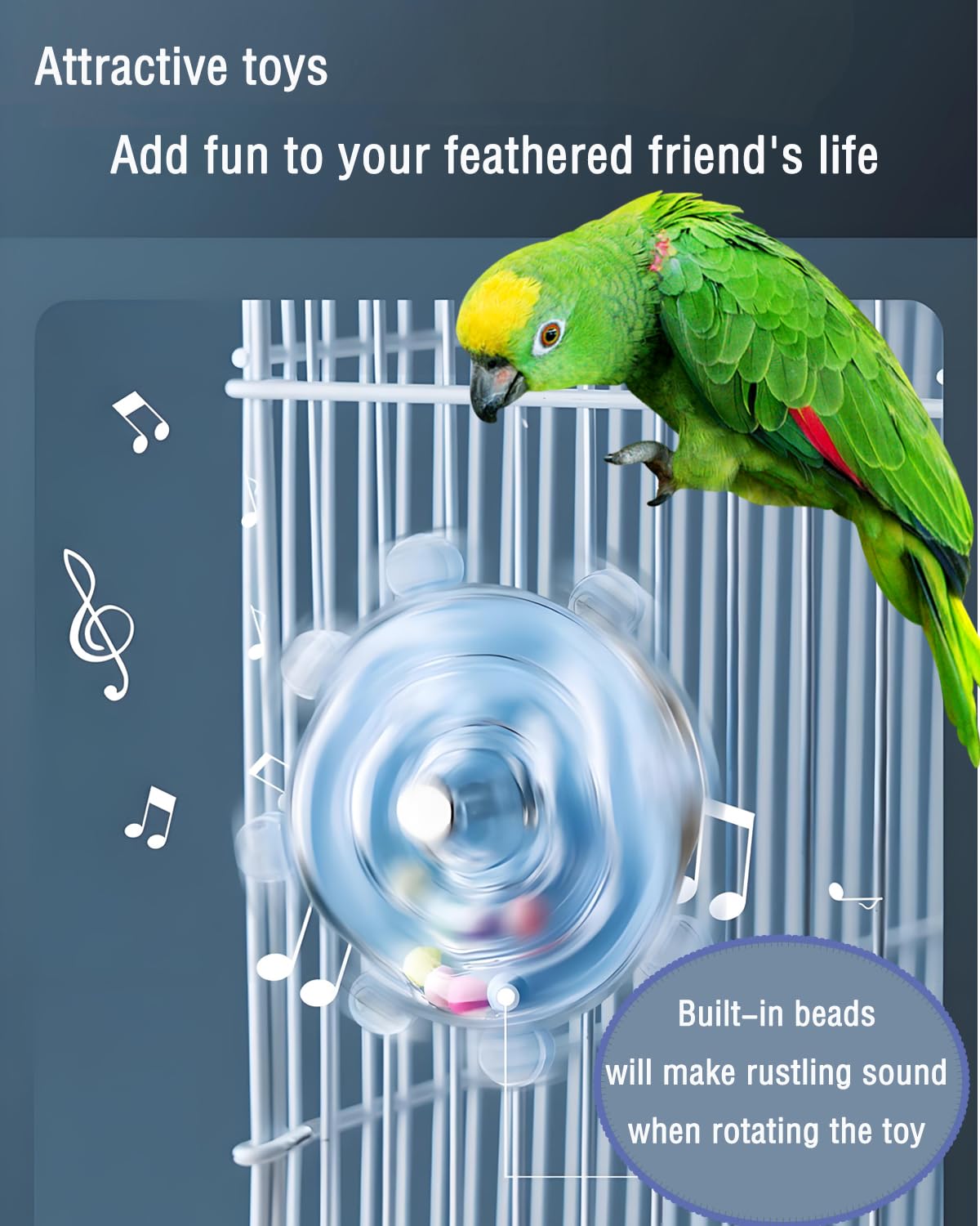 Juguetes para pájaros, 2 piezas de juguetes giratorios Conure para periquitos, juguetes giratorios para loros, juguetes de sonajero, accesorios para jaula de pájaros pequeños a medianos