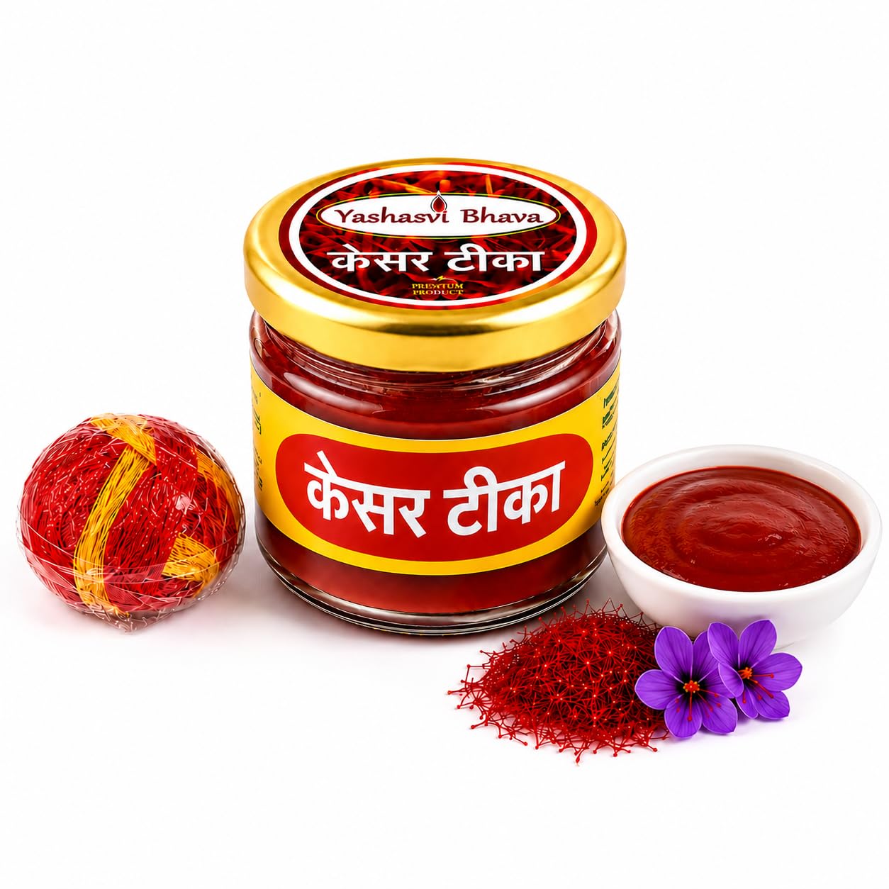 Kesar Tilak Paste & Red Thread - Spiritual Use -1 Kesar Tilak Paste & Red Thread - Spiritual Use -1