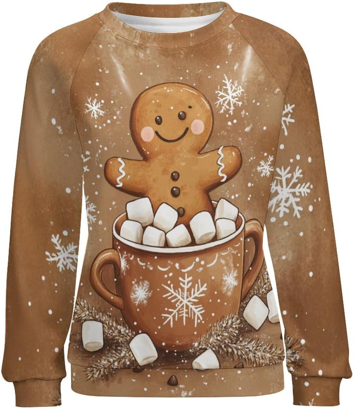 Gingerbread Sweatshirt Women Pullover Crewneck Oversized Cute Graphic 2024 Winter Fashion Holiday Vintage Blouses - Image 4