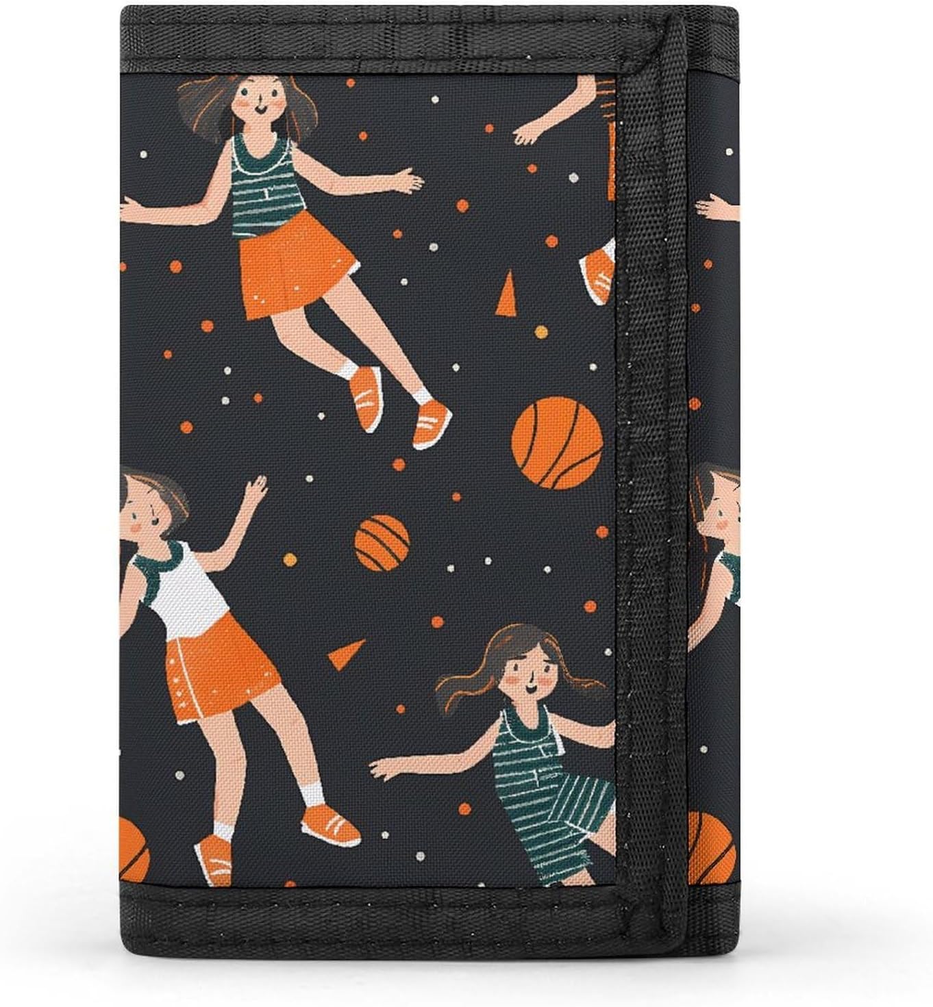 Basketball Girl Pattern Wallet Slim Trifold Wallets with Multiple Card Slots Credit Card Holder Pocket Coin Purse