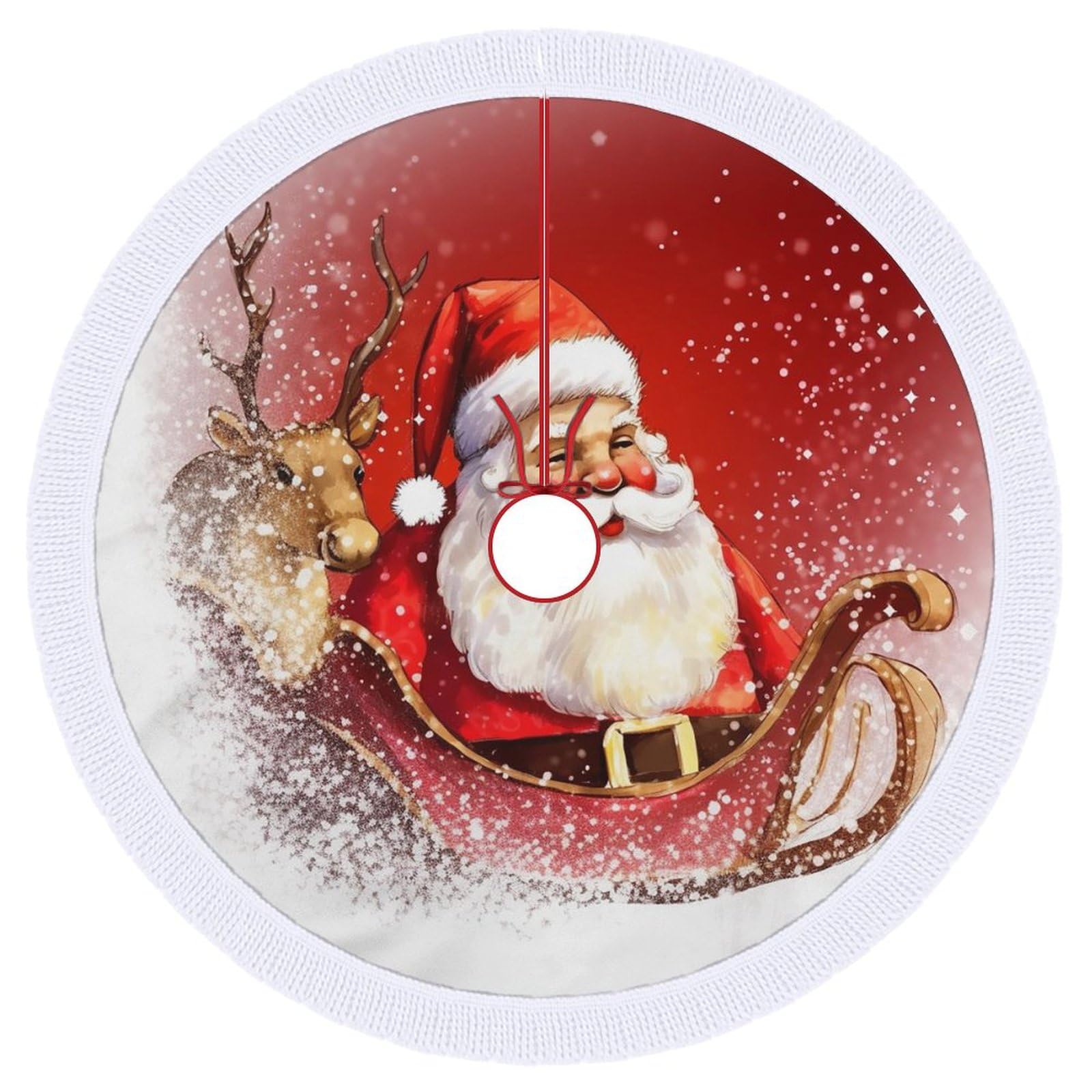 Tapis de sapin de Noël haut de gamme double couche 122 cm à pompons élégants