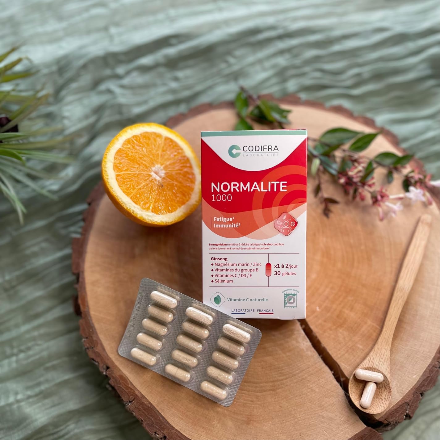 CODIFRA | Normalite 1000, Complément Alimentaire Fatigue, Immunité | Boost Naturel | Panax Ginseng, Magnésium, Vitamines | Fabrication Française | Origine Végétale | Lot de 2x 30 Gélules