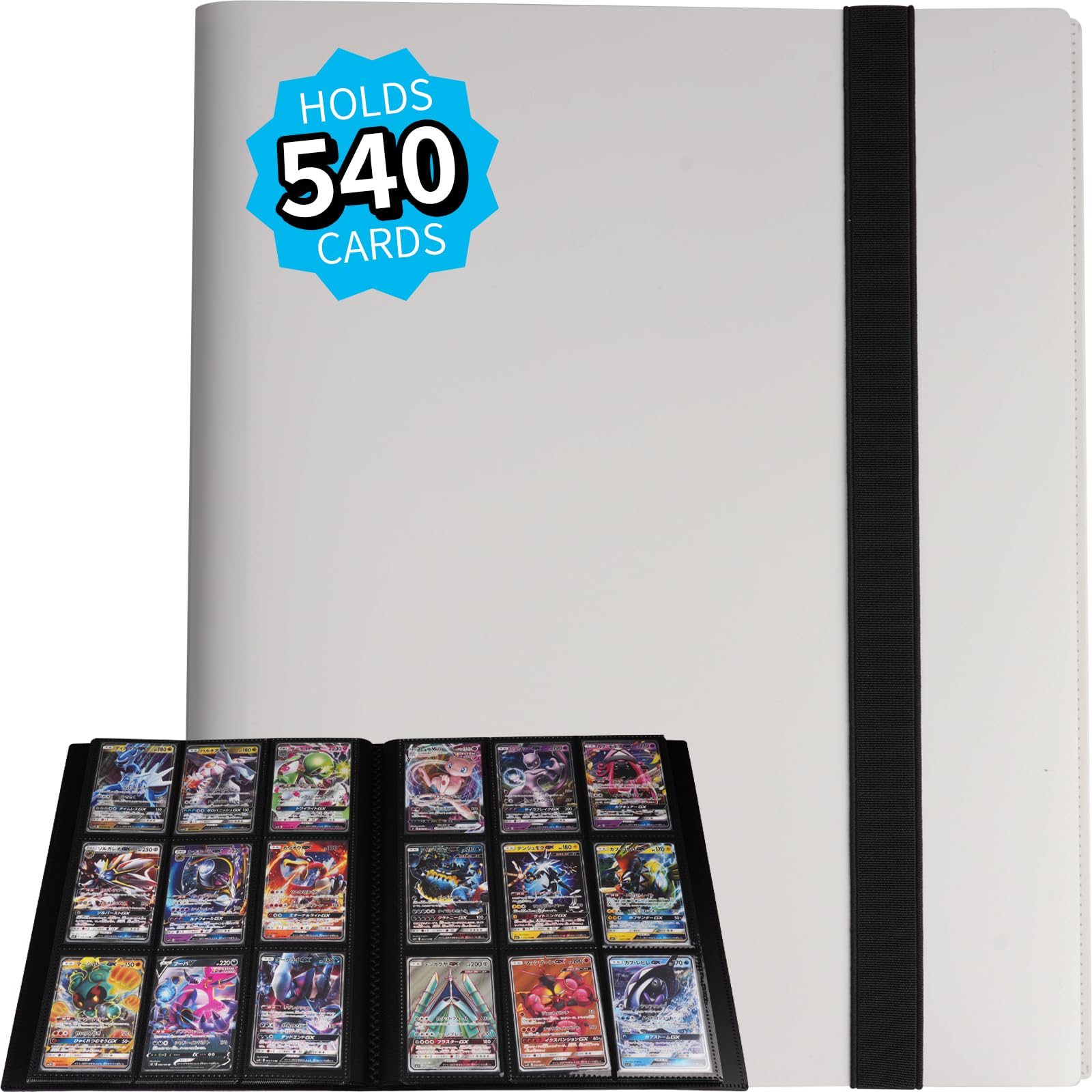Amazon.com: 540 Cards Trading Card Binder – 9 Pocket Card Album with 30  Pages, Side Loading Card Holder Book Fits Pokémon, MTG, TCG, YuGiOh, Sports  & Standard Size Cards (White) : Toys & Games