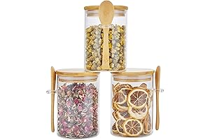 Time-Saving 3-Pack Glass Jar Set with Bamboo Lids and Spoons