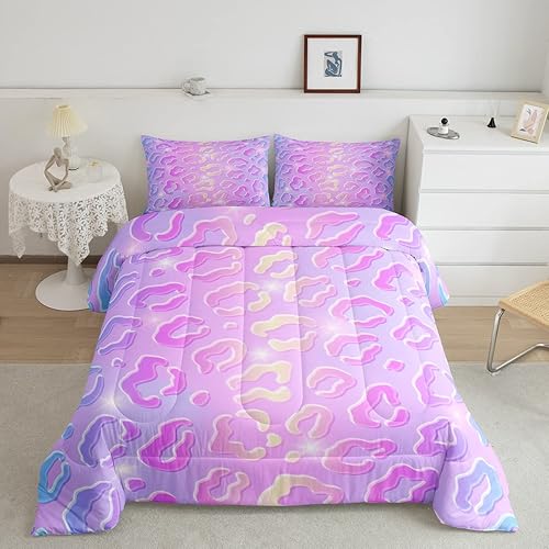 Erosebridal Juego de edredón con estampado de leopardo neón, juego de edredón y juegos de ropa de cama con estampado de guepardo, estrellas con disponible en Yaxa Venezuela