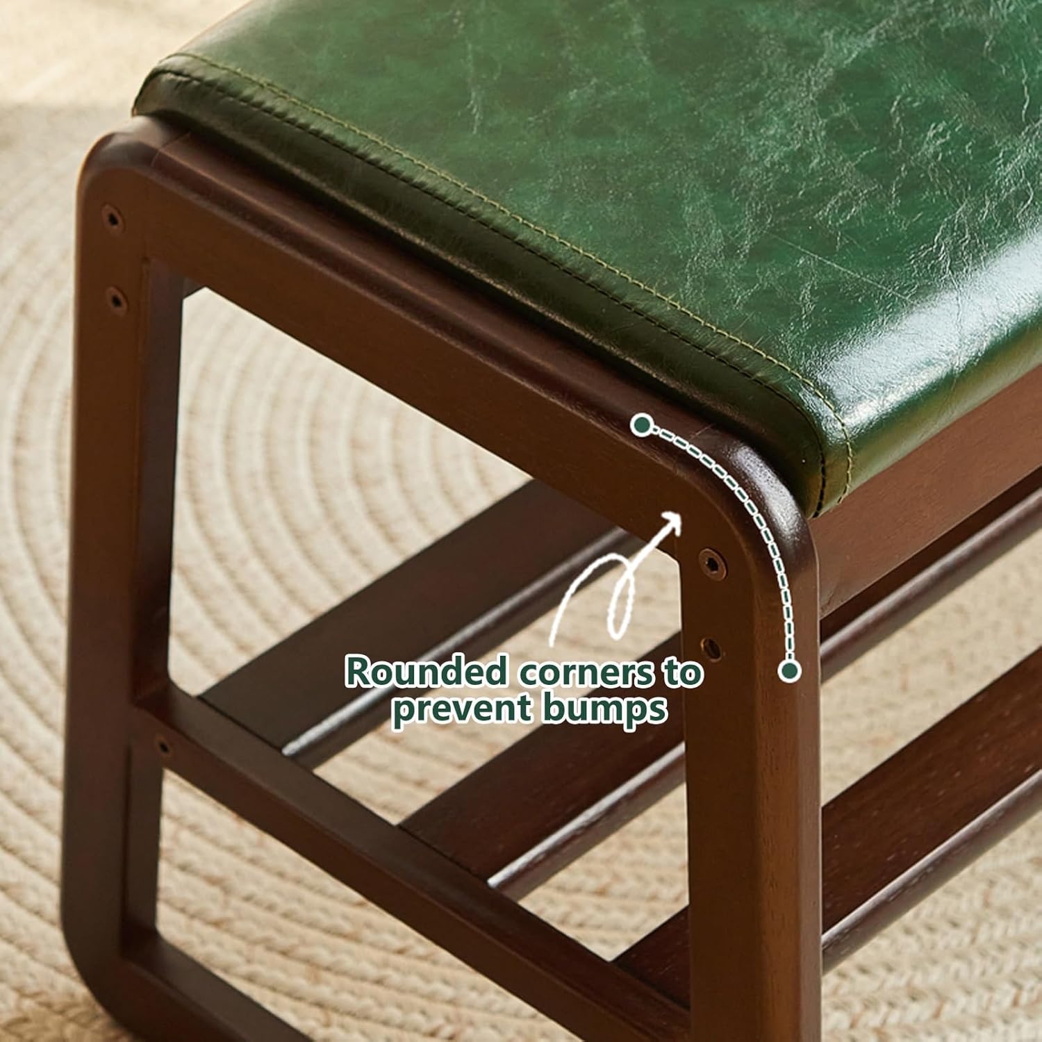 Shoe Bench with Storage, Shoe Storage Bench with Cushion, Shoe Rack Bench with Faux Leather Seating, Soild Wood Frame, End of Bed Bench for Entryway, Hallway, Mudroom(21.7*13.4*16.5in/55*34*42c