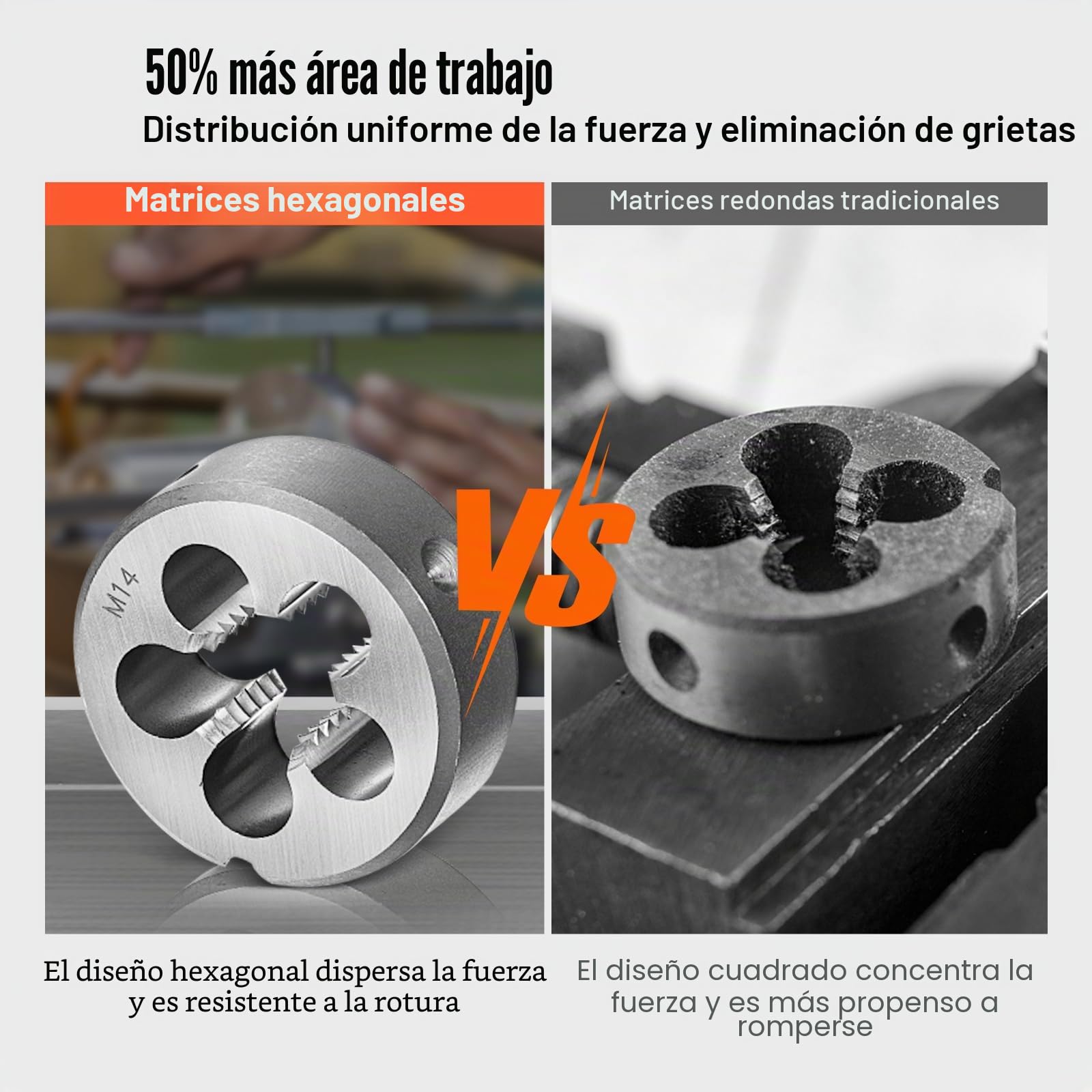 VEVOR Juego de Machos y Terrajas 110 Piezas Tamaño Métrico de M2 a M18 Kit de Machos y Troqueles con Maletín de Transporte Portátil Herramientas para Construcción Reparación de Automóvil Fontanería