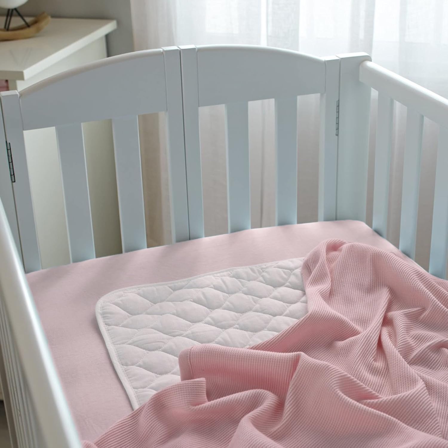 American Baby Company 100% Natural Cotton Fitted Mini Crib Sheet, 38" x 24", Soft & Breathable Portable Crib Sheet Fits Pack N Play Mattresses, Light Pink, Unisex for Boys & Girls
