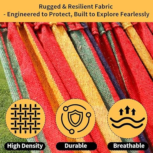 Miniatura 4 de Paquete de 2 hamacas  Hamaca de camping  Juego de hamaca portátil al aire libre  para senderismo, mochilero y camping  2 piezas (rayas rojas y rayas