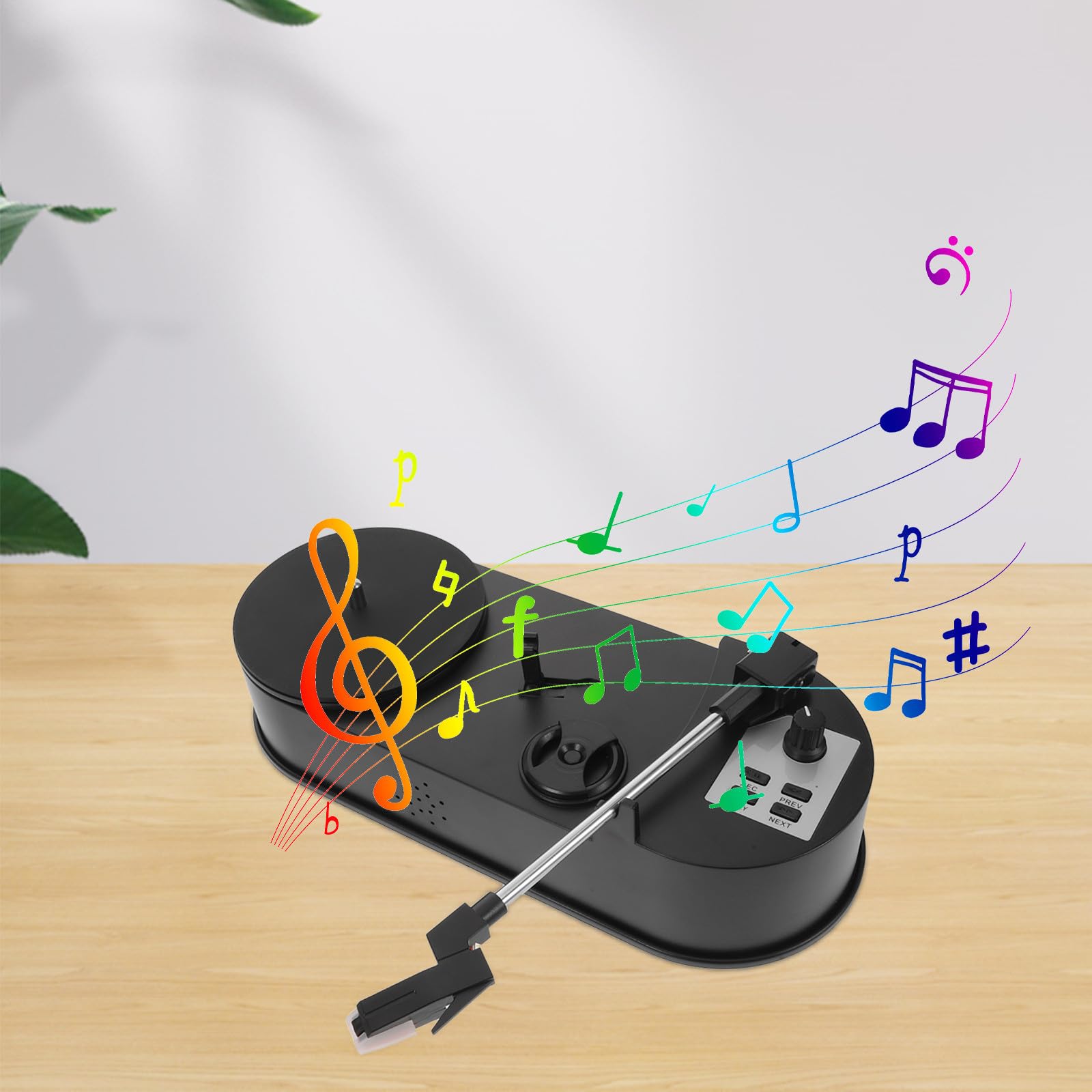 Giradischi Vinile Retrò USB con Registrazione Mp3, Abs Nero | Alimentazione Usb, Altoparlante Integrato, Cavo USB Incluso, Uso per Festival e Party