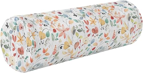 linqin Coloridas flores florales almohada de almohada para el cuello del sofá almohada almohada redonda larga almohada almohada rodillo coche cuello