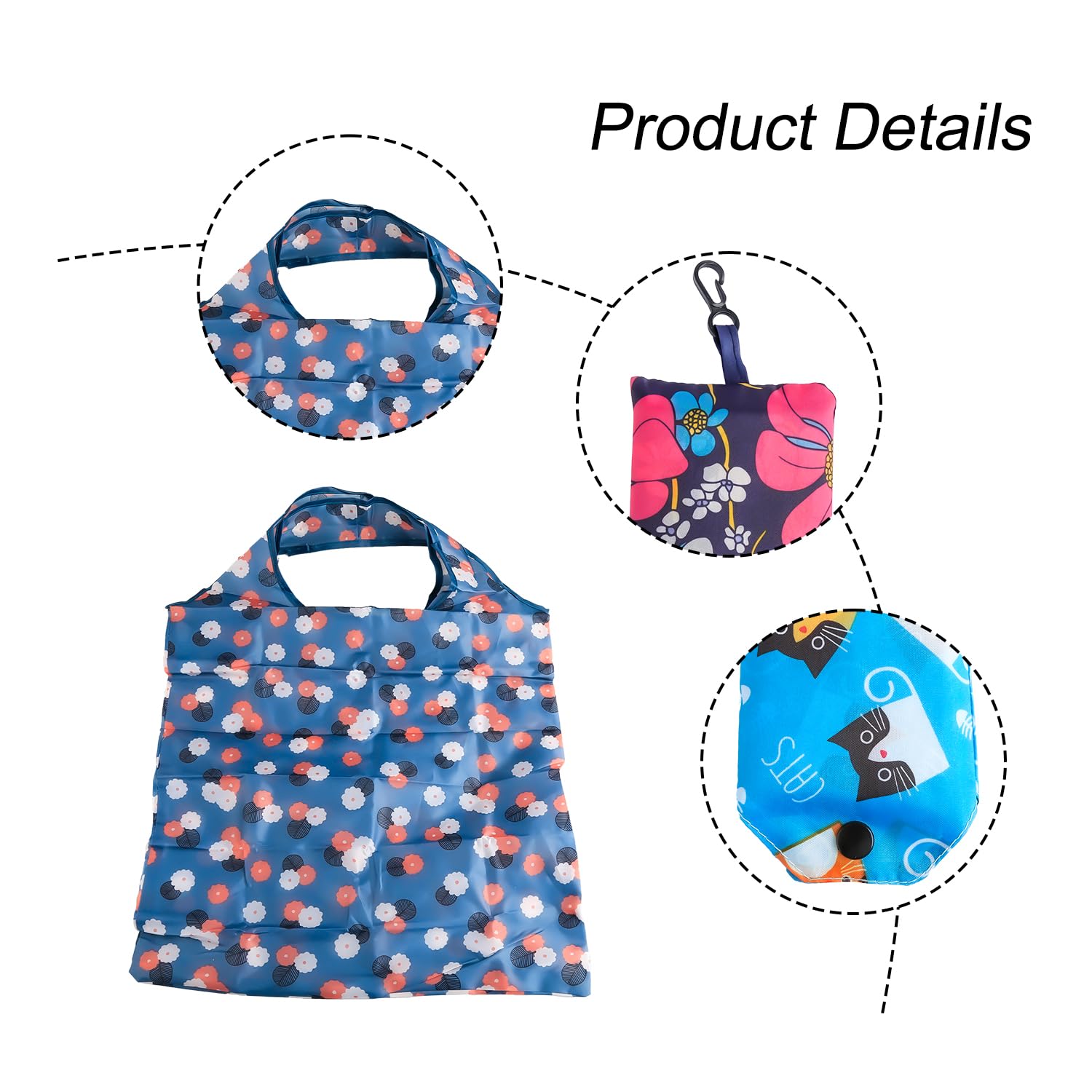 GroveEss 4 PCS Foldable Large Shopping Bag,Groceries Tote Bags,Eco-Friendly Home Travel Organizing Bag for Daily Shopping Groceries Travel Storage - Image 3
