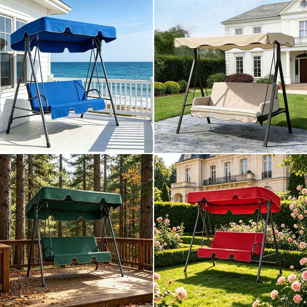 Toit De Rechange pour Balancelle De Jardin 190x132cm Housse De Toit pour Balançoire Extérieur 3 Places Auvent Imperméable pour Balancelle Terrasse Balcon(Red,64x45in-164x114cm)