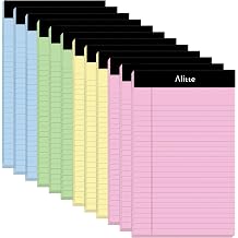 Alitte Colored Legal Notepads 5x8, Pack of 12- Perforated Narrow Ruled Writing Pad - Premium Thick Paper, No Ink Bleeding - Legal Pads For Home, Office, School, Business - 50 Sheets Per Notebook