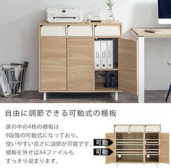 キャビネット スチール 両開き+引き出し3杯 サイドボード ドア・可動棚 キャビネット スチール 両開き+引き出し3杯 サイドボード ドア・可動棚