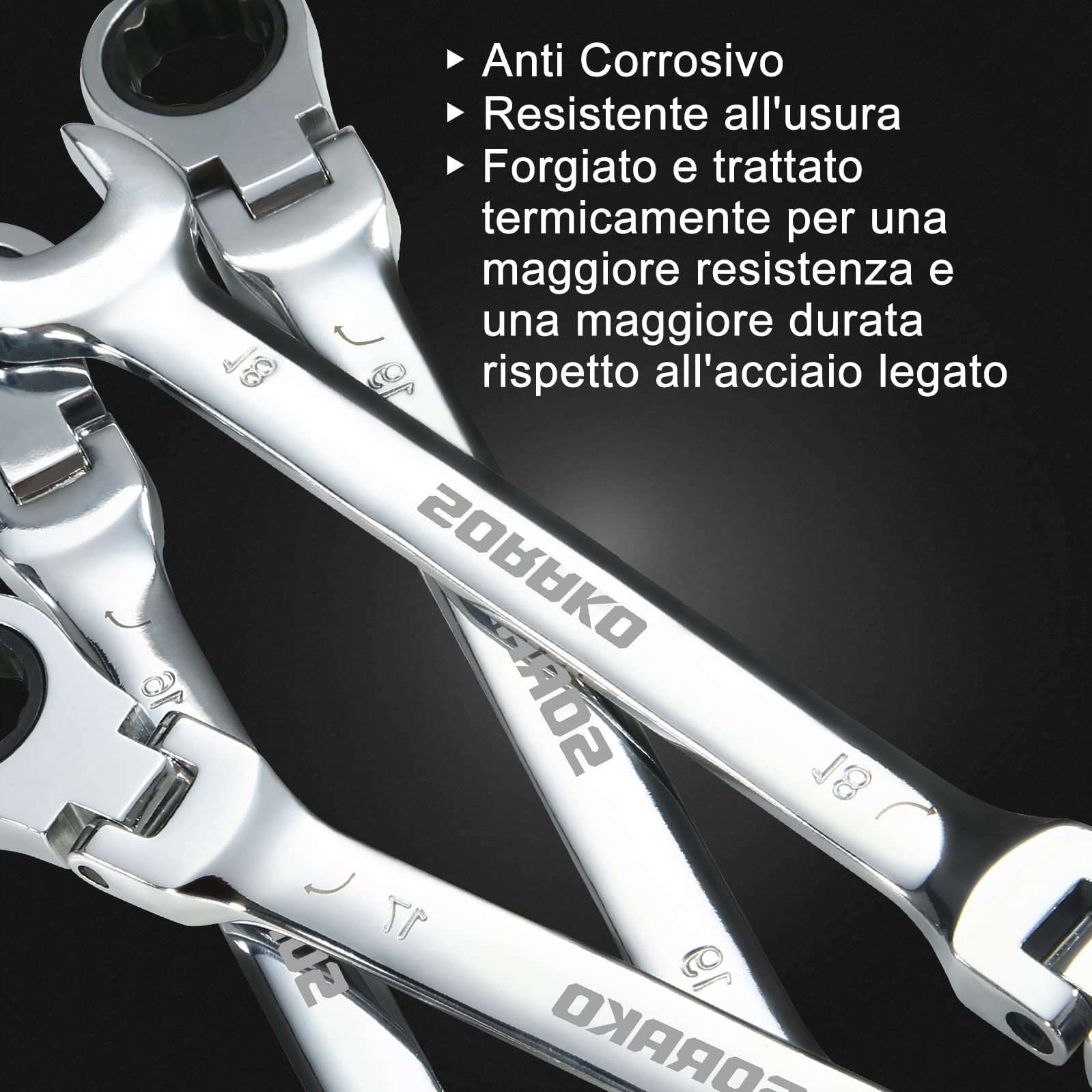 Chiave A Cricchetto Fissa 32mm - Acciaio Cromo Vanadio, Testa 72 Denti, Per Auto E Manutenzione - Foto 5