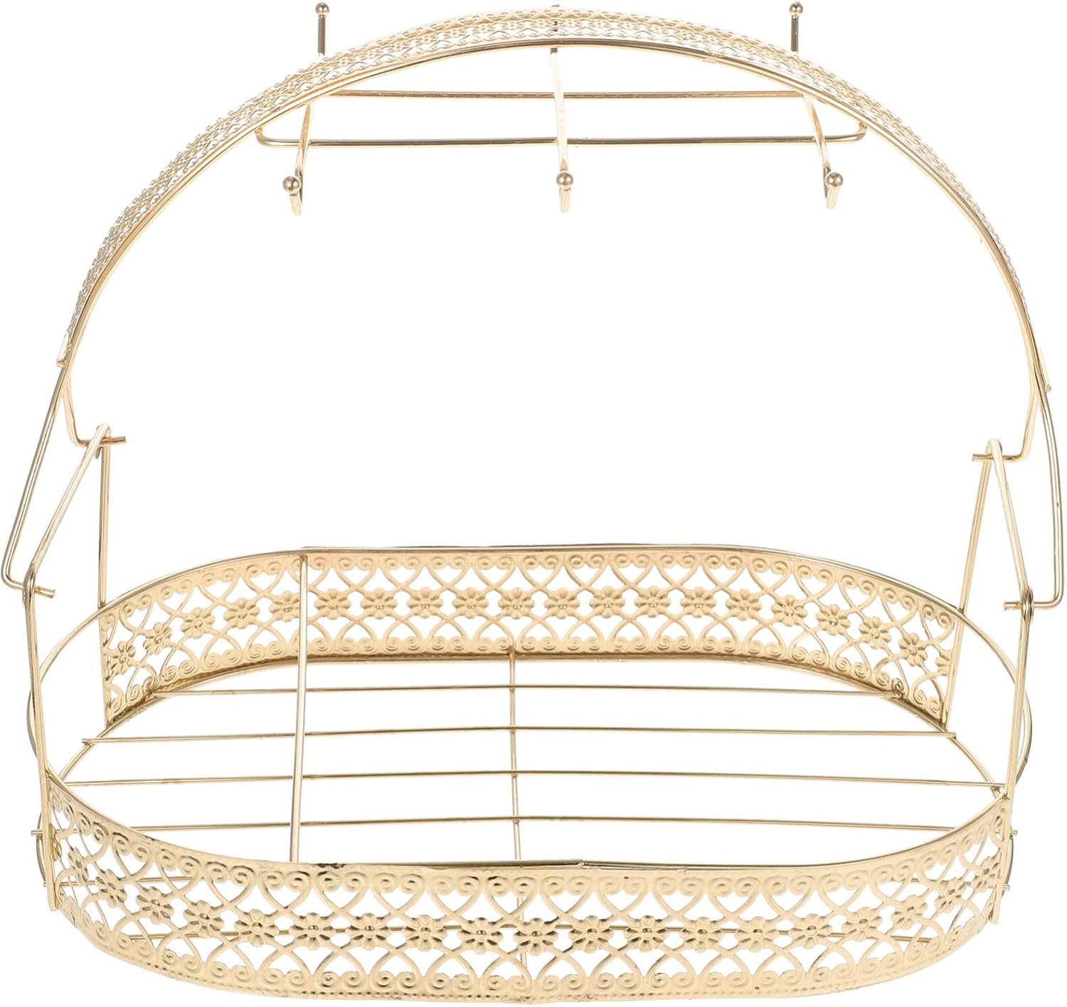 UPKOCH European Style Wrought Iron Plating Storage Basket Cup Organizer Hooks for Mugs Flatback Design for Countertop and Elegant Cup Rack