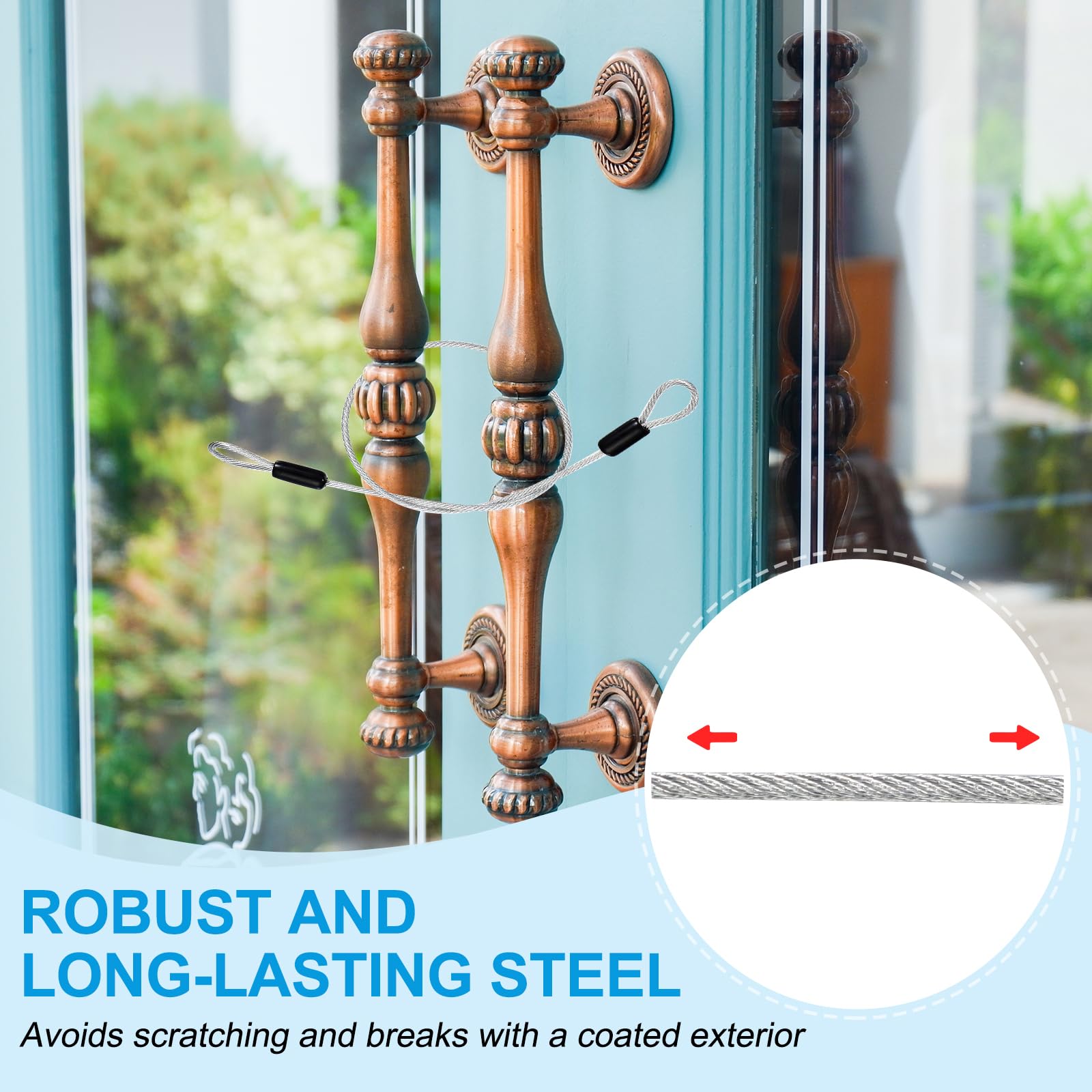 Uxcell Vinyl Coated Stainless Steel Cable With Loops, Flexible Wire Rope Security Chain Lanyard Lock For Outdoor Lighting Red 1 8 1 6ft