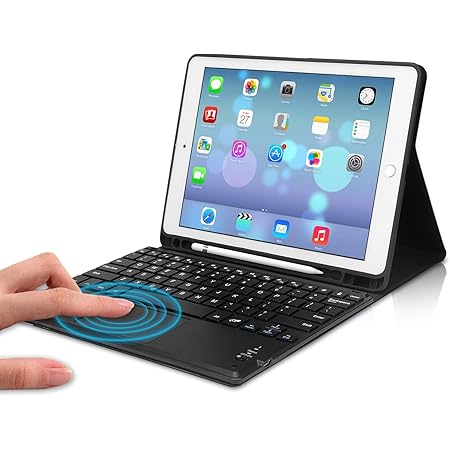 Amazon Com Ipad Keyboard Case 9 7 Inch With Touchpad Compatible With Ipad 6th Generation Ipad 5th Generation Ipad Pro 9 7 Inch Ipad Air 2 Ipad Air Protective Folio Cover With Wireless Keyboard Black Computers