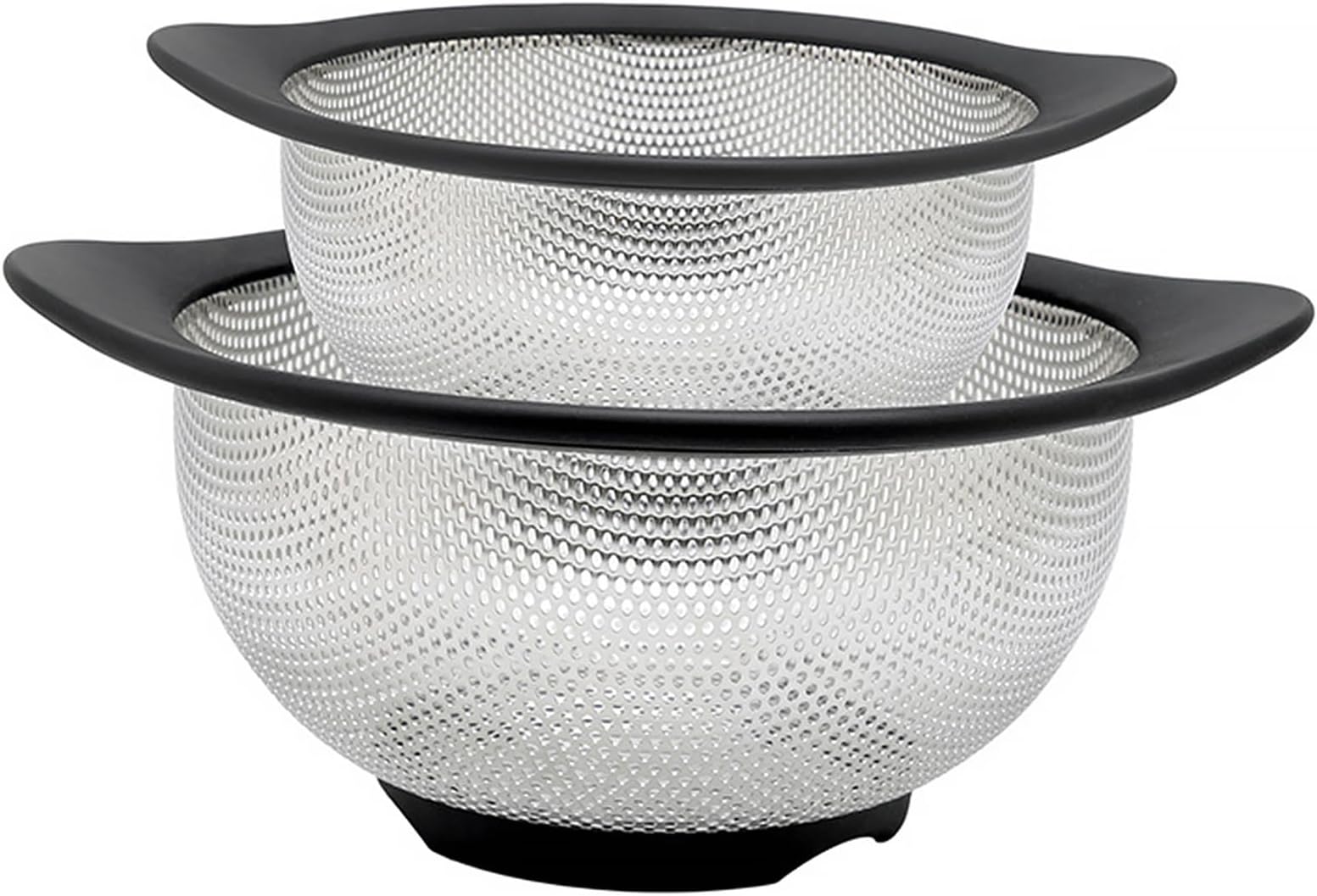 Over The Sink Colander 6 Quart Fine Mesh Stainless Steel Strainer Basket Whit Expandable Rubber Grip Handles - Strain, Drain, Rinse Fruits, Vegetables