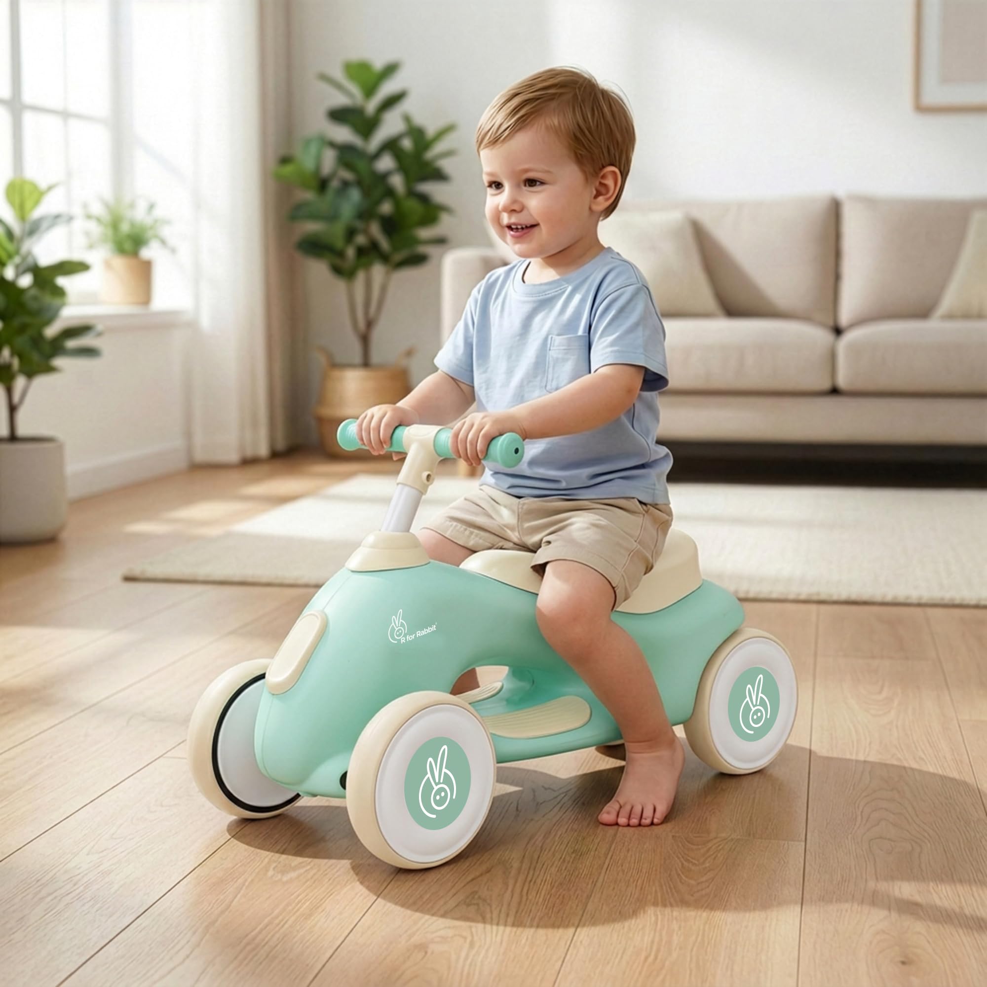 R for Rabbit Speedster Zoomy Push Ride-On for Baby, Wide TPE Wheels with Ergonomic & Comfortable Seat, Non Slip Footrest for 1 to 4 Years Kids, 20 Kgs Weight Capacity (Green Cream)-image-37