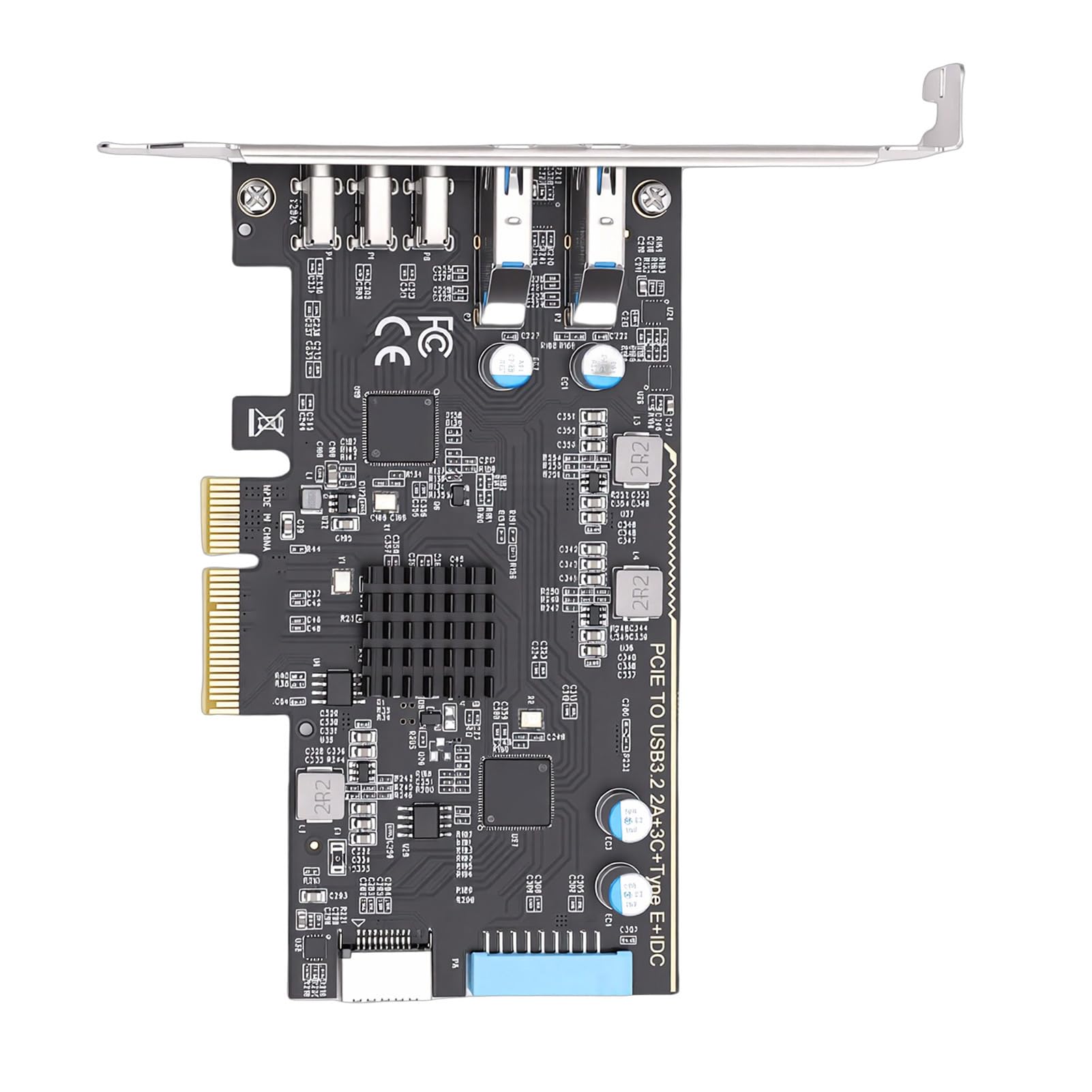 Karta rozszerzeń PCIE na USB 3.0 Typu C, Adapter PCI Express z 3 Gniazdami Typu C + 2 Portami USB .0 + Typem E + 19P IDC, Obsługa ASM3142 10 Gb/s dla Komputerów Stacjonarnych