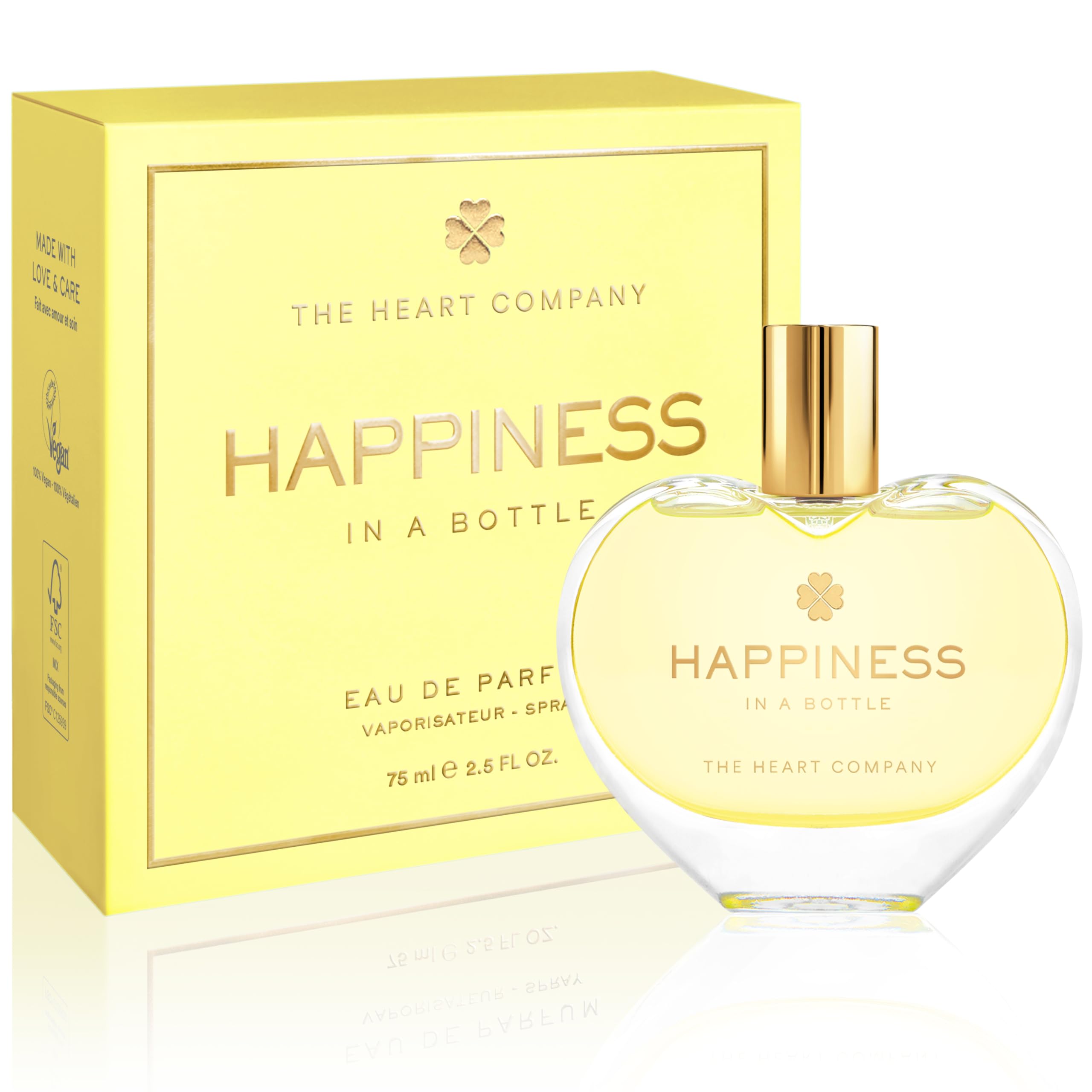 THE HEART COMPANY | Happiness in a bottle | Citrus Perfume for women | Vegan Women's Eau de Parfum | Clean Bergamot Fragrance with Essential Oils 75ml