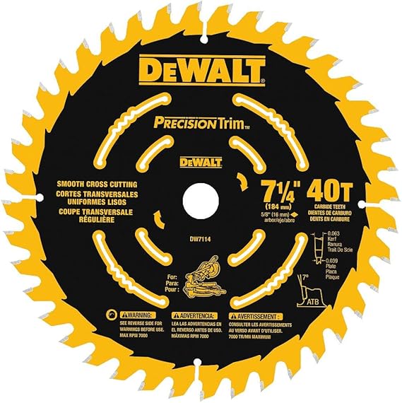 DEWALT Miter Saw Blade, Precision Trim, 71/4Inch, 40