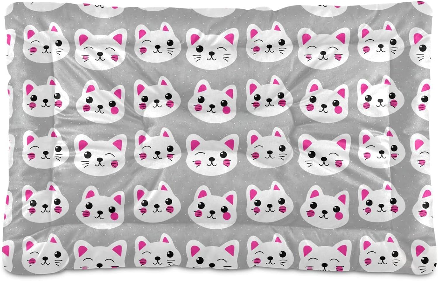 Grey White Kittens Dog Bed for Small Dogs, Comfy Thick Padding Non-Slip Dog Mat Machine Washable Pet Bed, 18"x24"