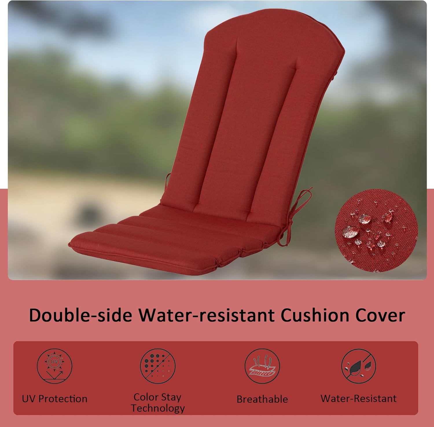 50"x20" Adirondack Chair Cushions Set of 2, Outdoor Rocking Chair Cushions Water-Resistant UV Resistant Weather Resistant High Back Patio Replacement Cushions,Folding Patio Chair Pad