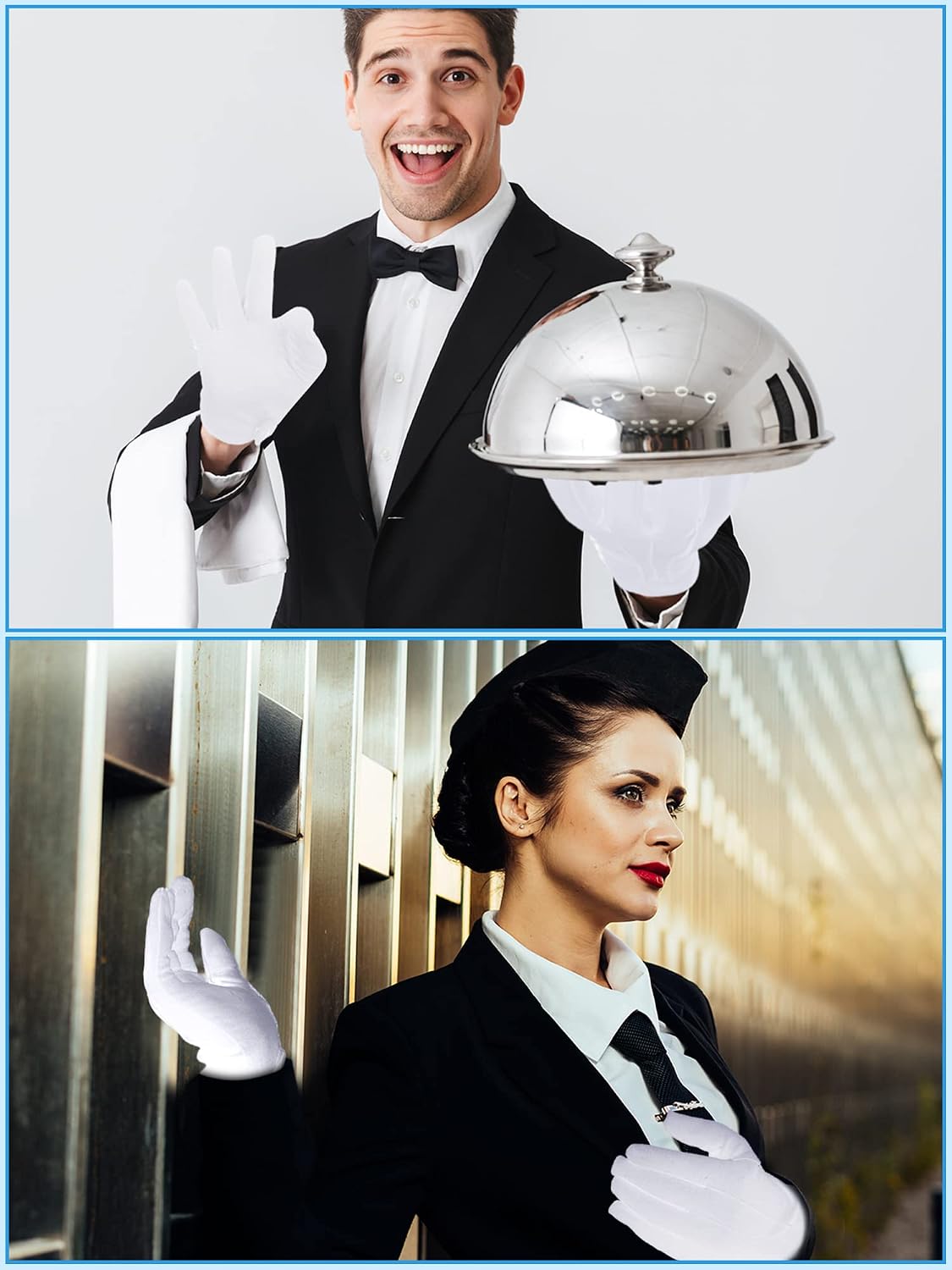 Mixweer 24 Pairs Men's White Gloves Nylon Gloves Formal Parade Costume Glove for Usher Woman Adult Server Marching Uniforms