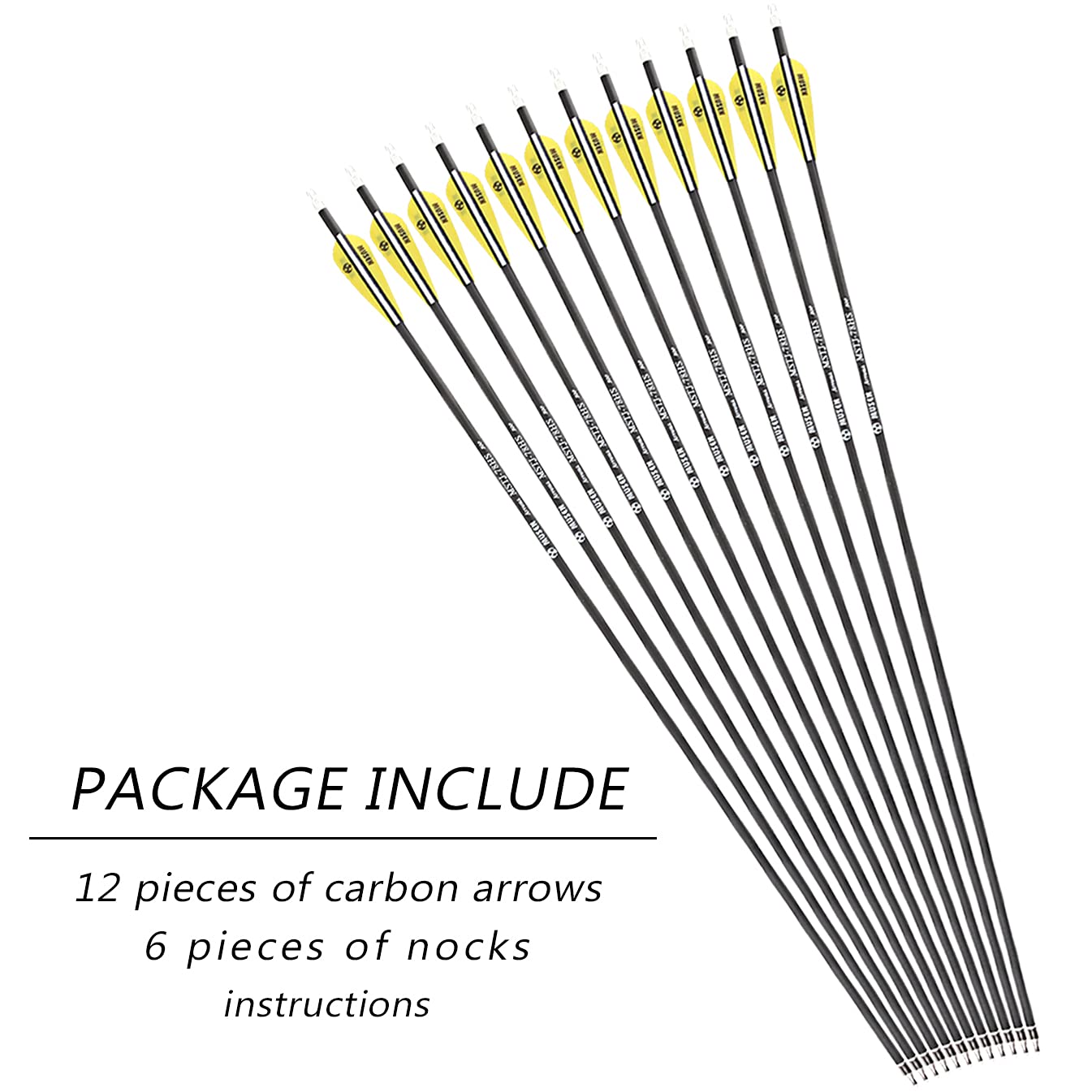 PMSM 12 pièces Flèches d'arbalète en Carbone 20 Pouces