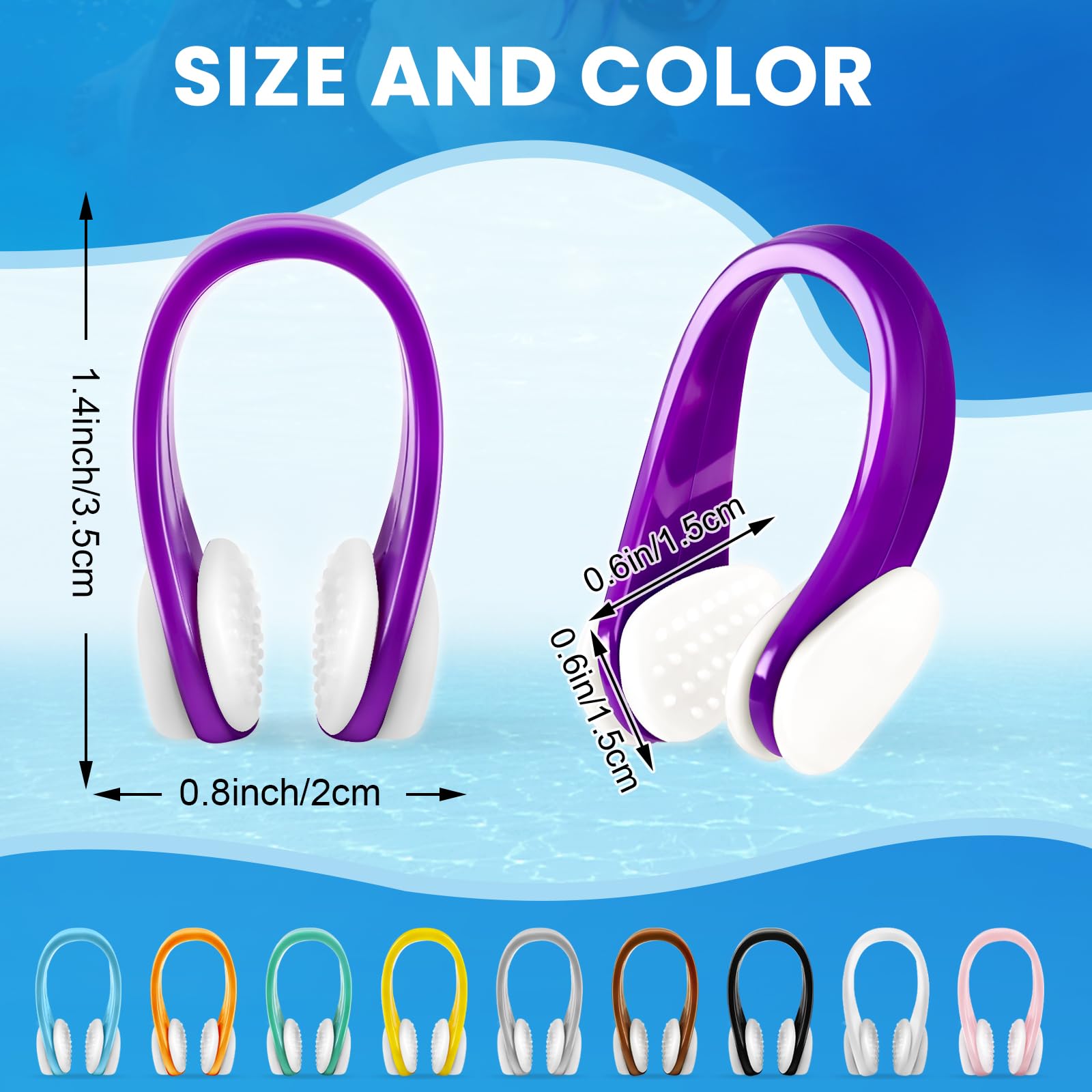 Pinzas para la Nariz de Silicona 10 Piezas para Natación Niños y Adultos con Caja de Almacenaje Multicolor