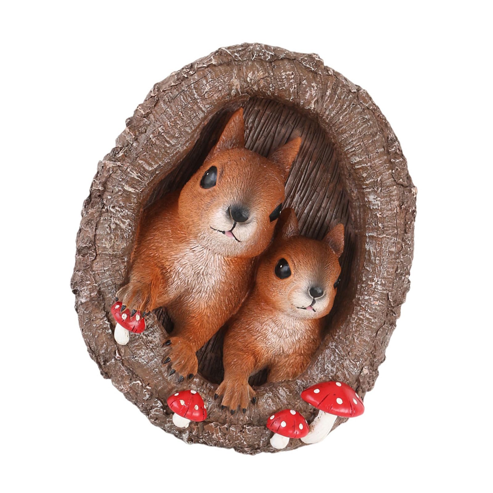 YWLUUOO Resin Squirrel Ornament for Garden and Tree Decoration Hand Painted Realistic Animal Sculpture for Backyard Nature Encouraged Quadrangle Decoration