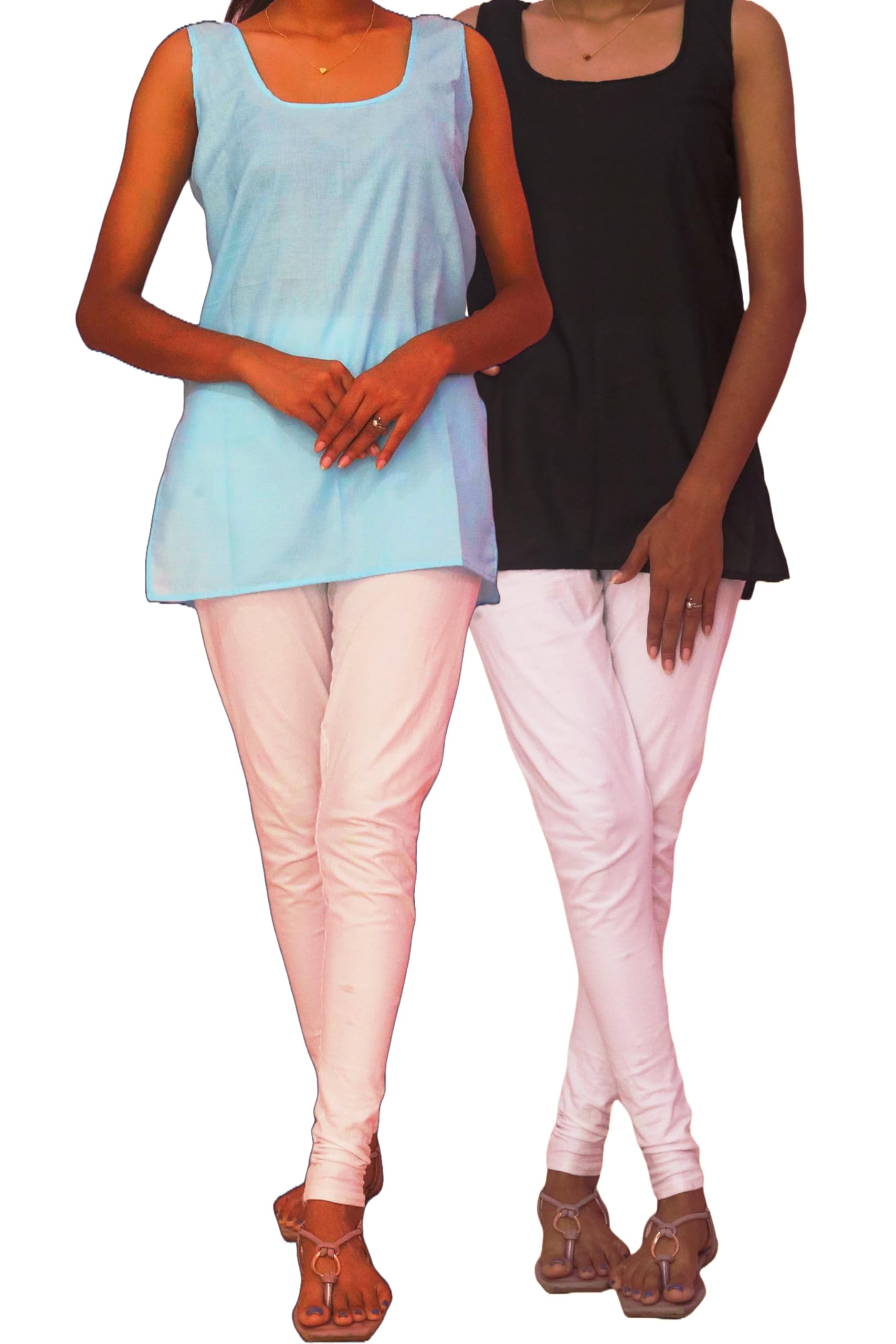 Combo Pack: 2 Pieces Short-Length Inner Slips – Women’s Cotton Short Camisole Undergarment Nightwear Sleeveless Under Dress Solid Regular Cami Vest for Sheer Kurtis Top-picture-28