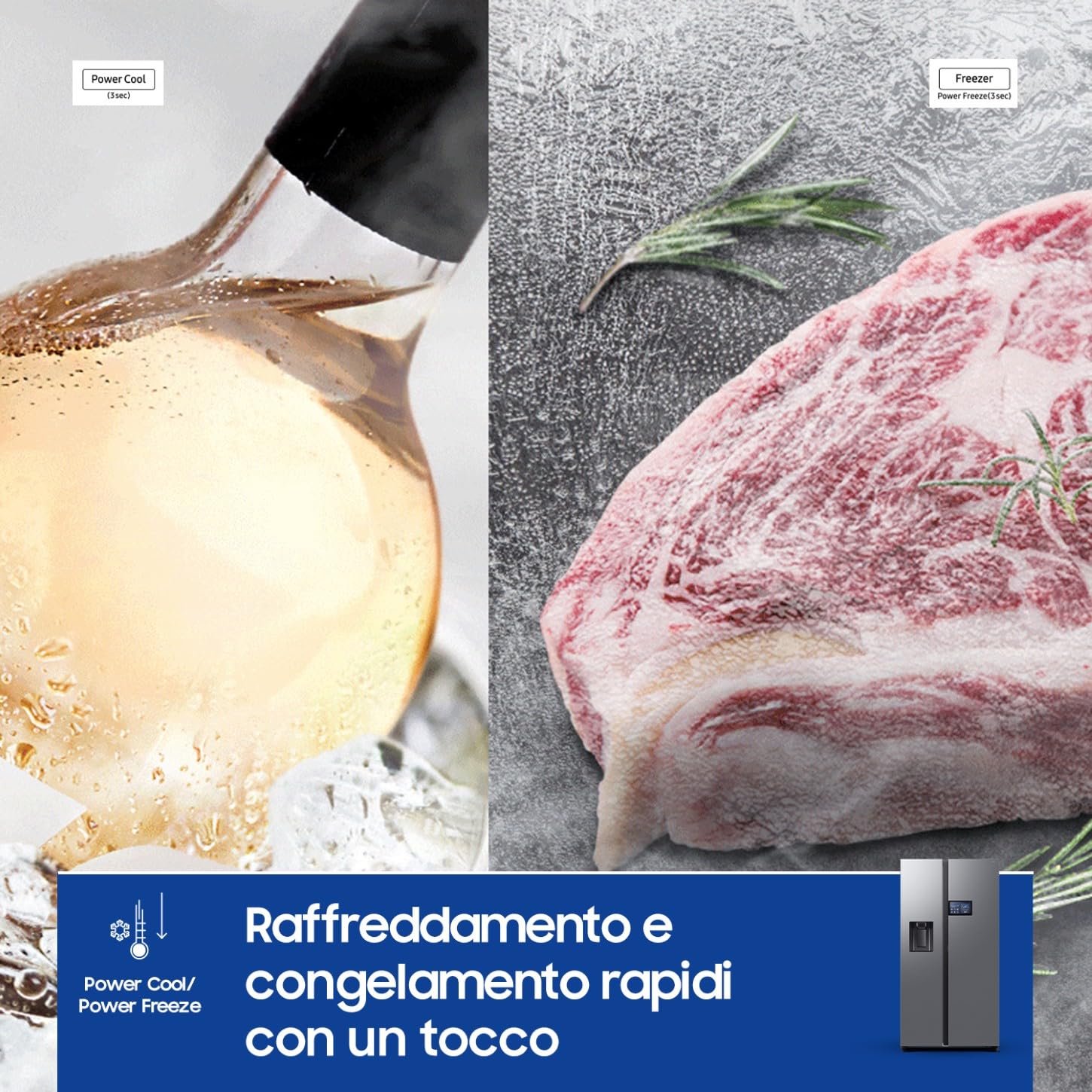 Samsung Frigorifero Side by Side AI Home F-RG90F65EDT3M, Dispenser Acqua/Ghiaccio Senza Allaccio, Wifi con AI Energy Mode, SpaceMax, 3 Mesi Garanzia Extra, 614 L, LxAxP: 91,2 x 178,4 x 72,6 cm, Inox