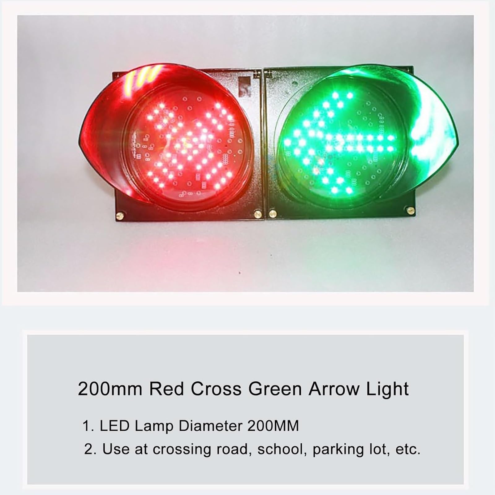 Sygnalizacja świetlna LED, 20 cm, wodoodporna, czerwona, zielona lampa strzałkowa, wskaźnik Stop & Go do przemysłowych doków załadunkowych, dróg, stacji poboru opłat (DC 12 V)