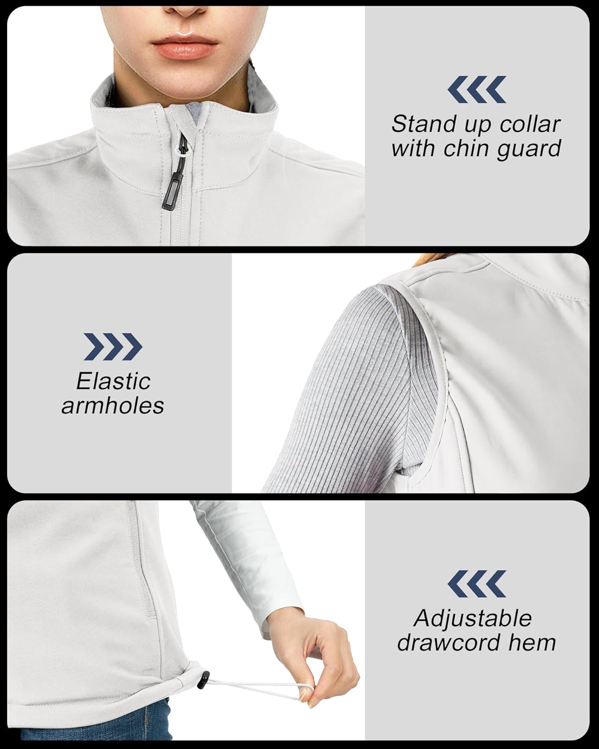 Outdoor Ventures Women's Lightweight Softshell Vest Windproof Fleece Lined Zip Up Sleeveless Jacket for Running Hiking Golf - Image 4