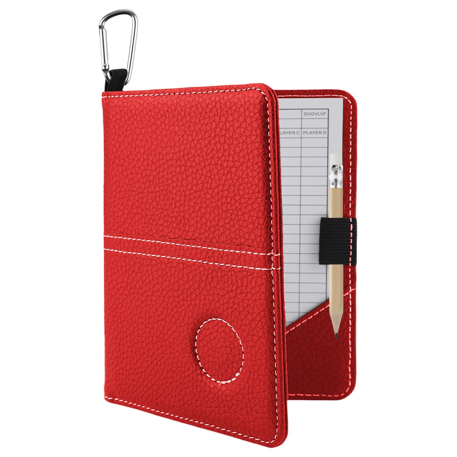 AHRLIC Leather Golf Scorecard Holder Set, Waterproof Golf Card Holder with Pencil and 2 Scorecards, Portable Foldable Design, Ideal Golf Scorecard Pocket Notebook for Men & Women