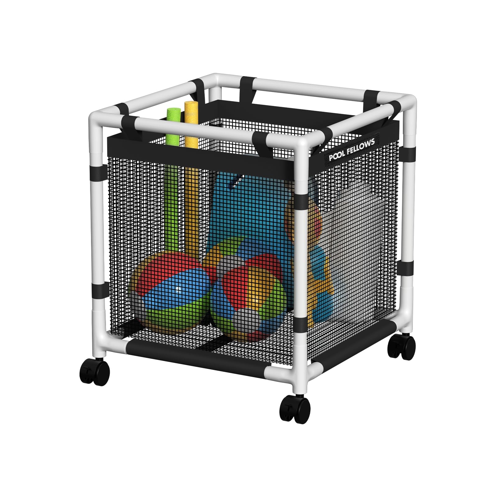 Pool-Aufbewahrungsbehälter, 170 Liter, 62 x 62 x 67 cm,Halter für Nudeln, Spielzeug, Schwimmer, Handtücher, Netz-Organizer für Schwimmausrüstung, Mini-Stil