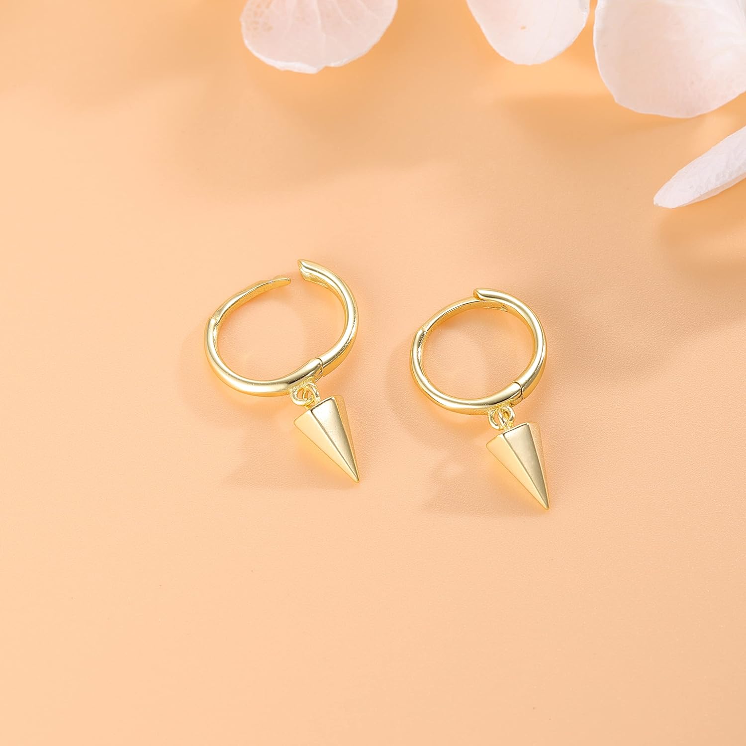 SLUYNZ 925 Sterling Silver Spike Hoop Earrings for Women Teen Girls Geometric Huggie Earrings Dangle - Image 5