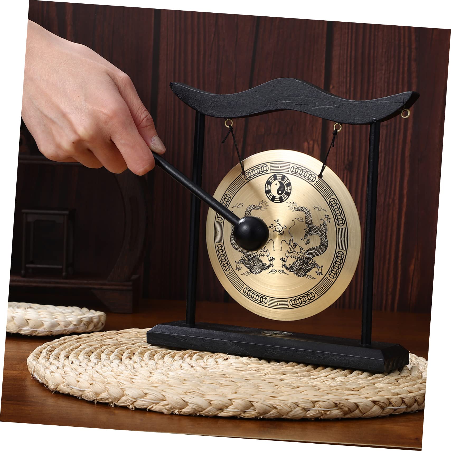 Gong Mit Hammer und Halterung Kleine Gong Dekorative Desktop-Design Dekoration Chinesische Schlaginstrumente Für Zuhause Büro