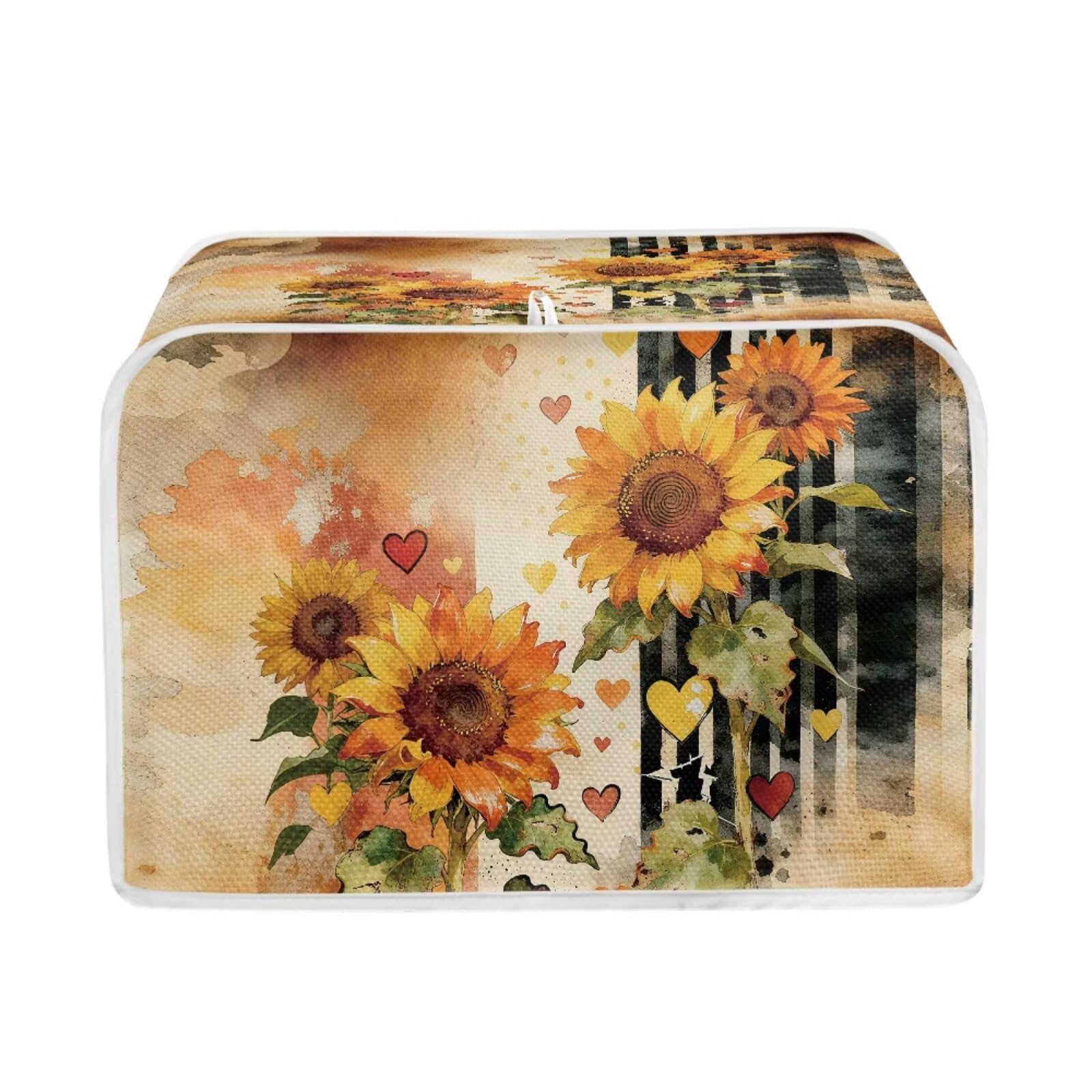 Sunflower Print Toaster Dust Cover 2 Slice Bread Maker Machine Covers Dust-proof Small Kitchen Appliance Covers, Machine Washable