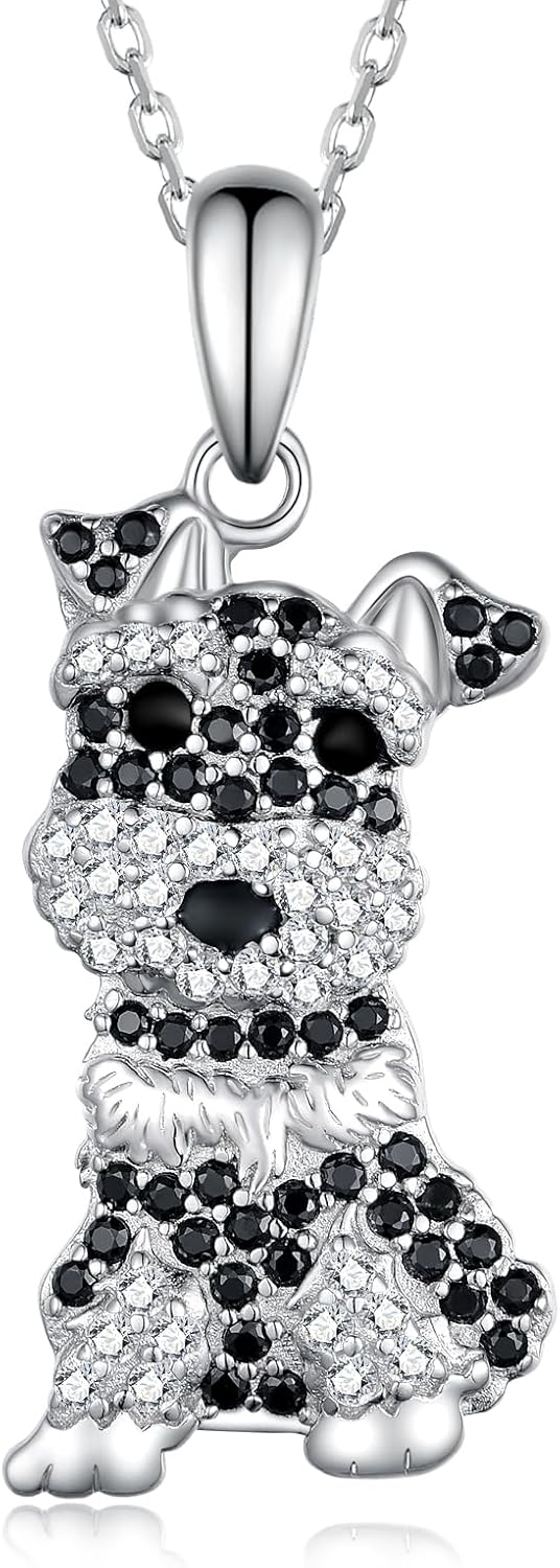 Yorkie/Pug/Maltese/Poodle/German Shepherd Necklace 925 Sterling Silver Dog Pendant Necklaces for Women Dog Jewelry Gifts for Women Dog Loves