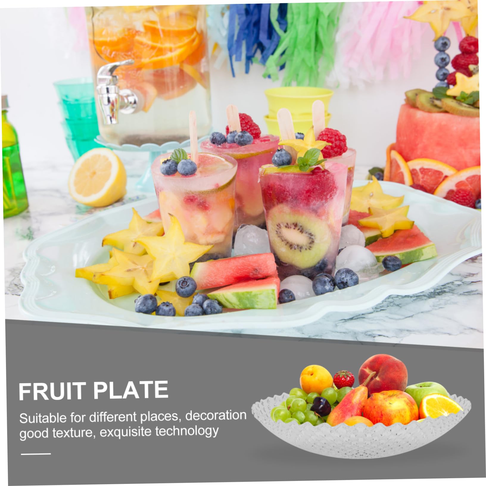 Grand Plateau de Service en Acrylique Transparent pour Fruits et Bonbons