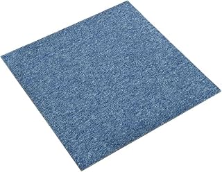 Teppichfliesen Set 20 Stück Blau – Modularer Teppichboden 50 x 50 cm aus Polypropylen, Quadratische Teppichplatten für Innenbereich, Einfache Verlegung, 5 m² Gesamtfläche
