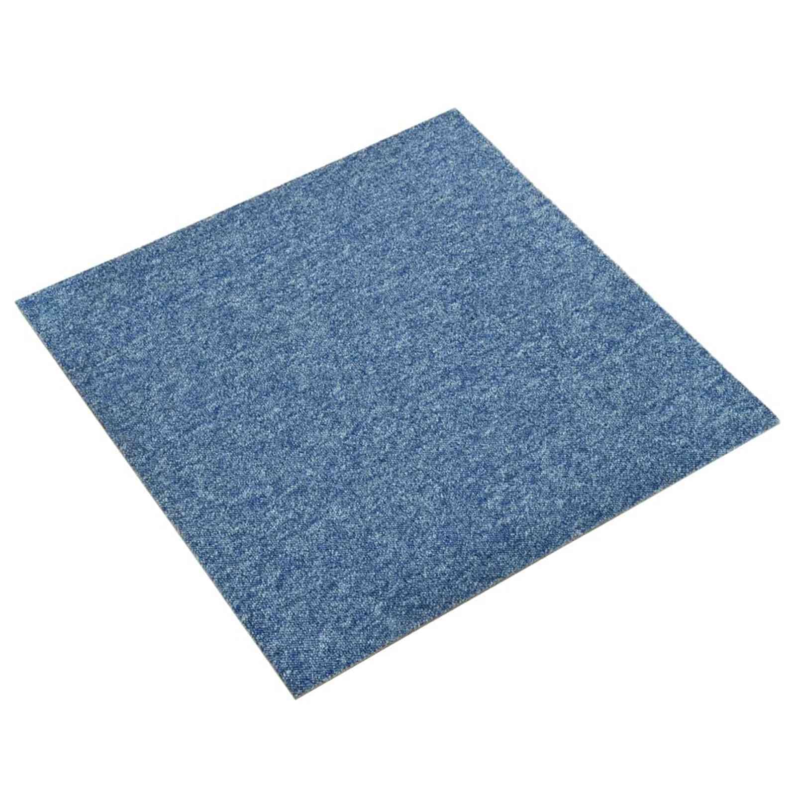 20er Set Teppichfliesen Blau 50x50 cm, Modulare Bodenfliesen aus Polypropylen für Innenbereich, Quadratischer Teppichboden für Büro und Wohnbereich, 5 m² Gesamtfläche