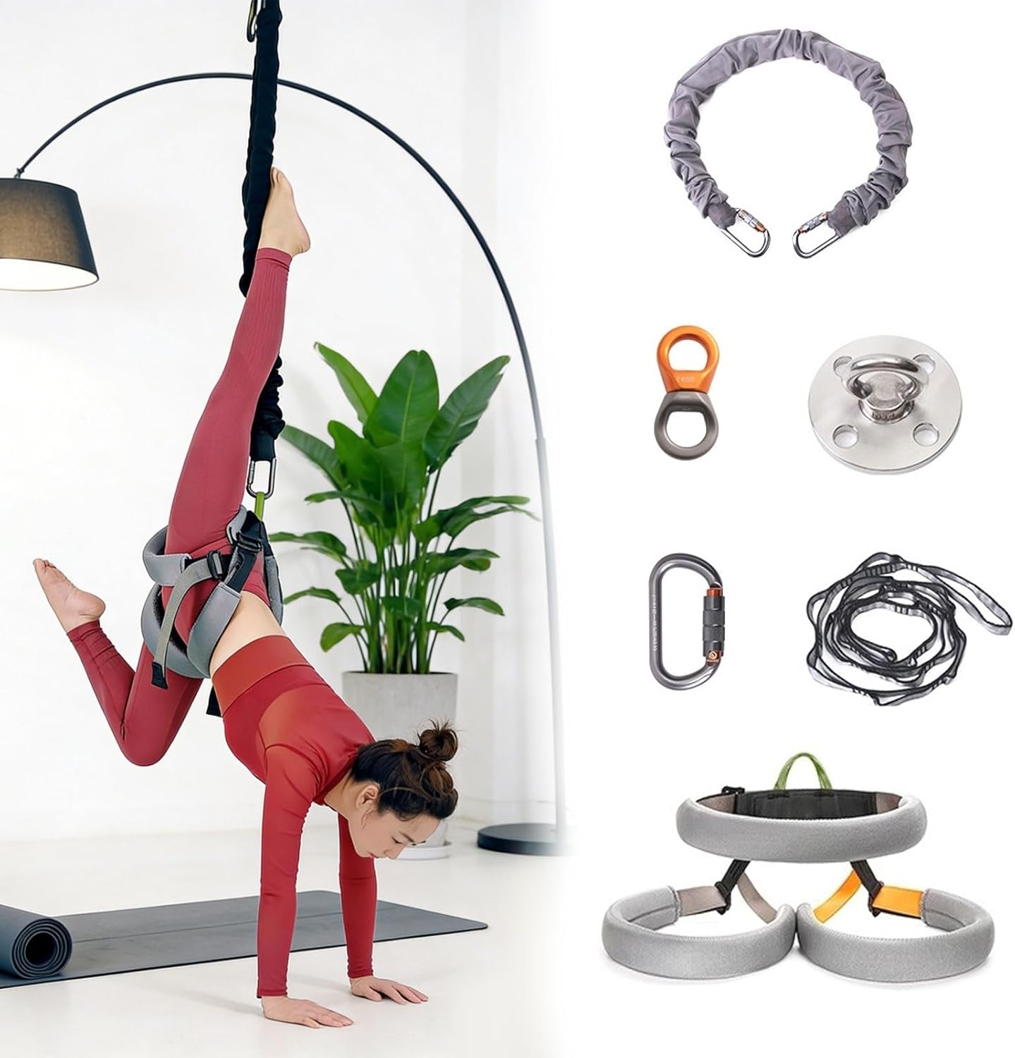 Complete Suspension Training Kit, Yoga Bungee Cord Rope, Heavy Resistance Band Set, Backward Flip Training Equipment, for Home Gym, Pilates & Agility Training