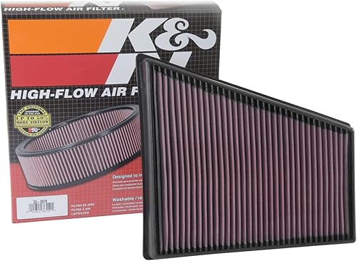 K&N Filtro de aire del motor aumenta la potencia y la aceleración, lavable, premium, filtro de aire de repuesto para automóvil compatible con